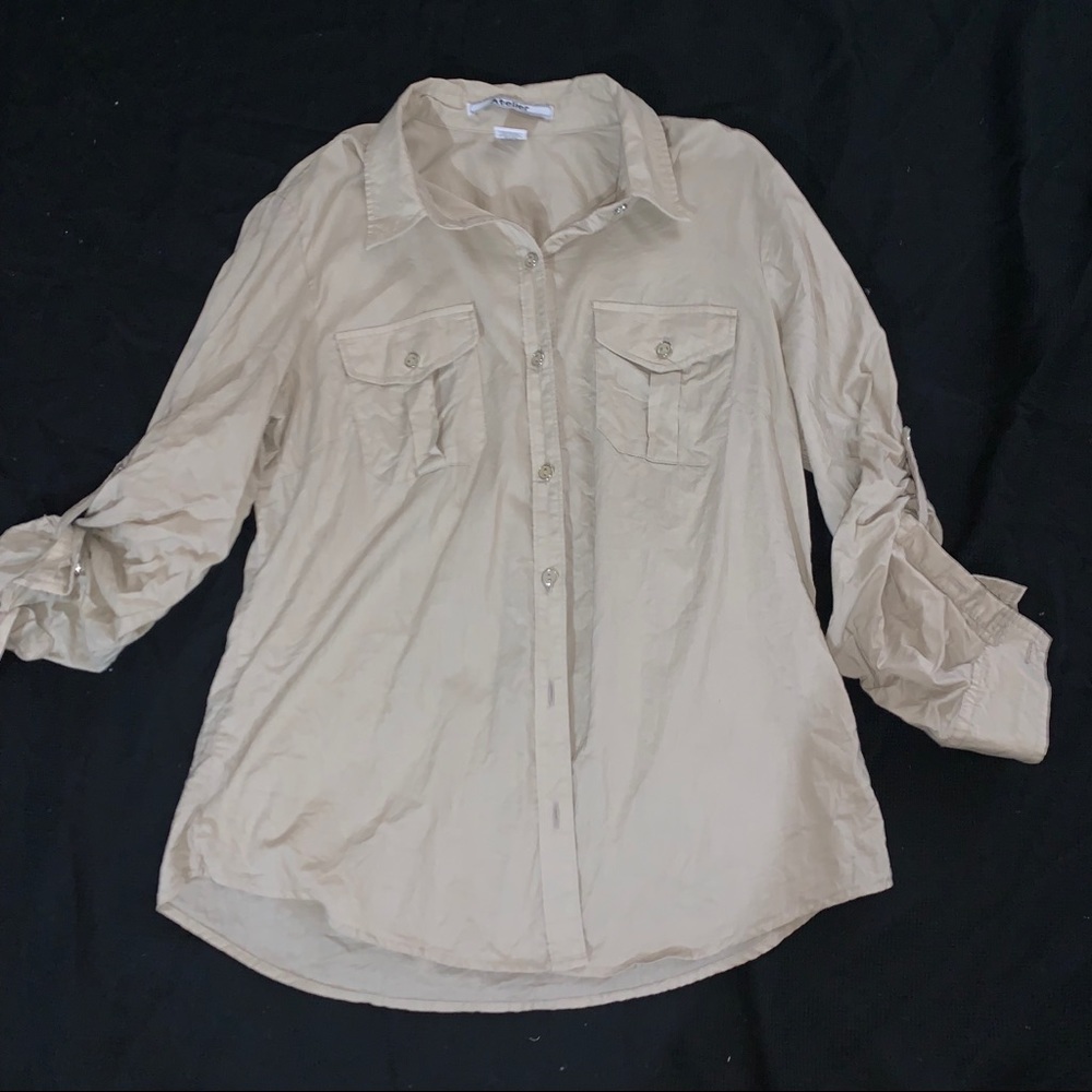 Atelier Tan Blouse Shirt Top Woman’s Large